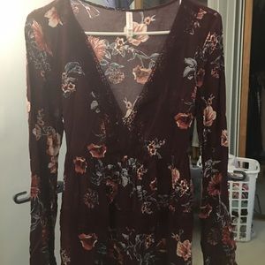 Xhilaration Floral Boho Dress XS Long Sleeves